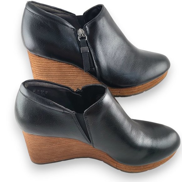 Dr. Scholl's Black Tan Almond Toe Wedge Bootie - US 9 - Picture 4 of 9
